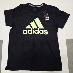 Adidas Men's Black Tee with Neon Logo